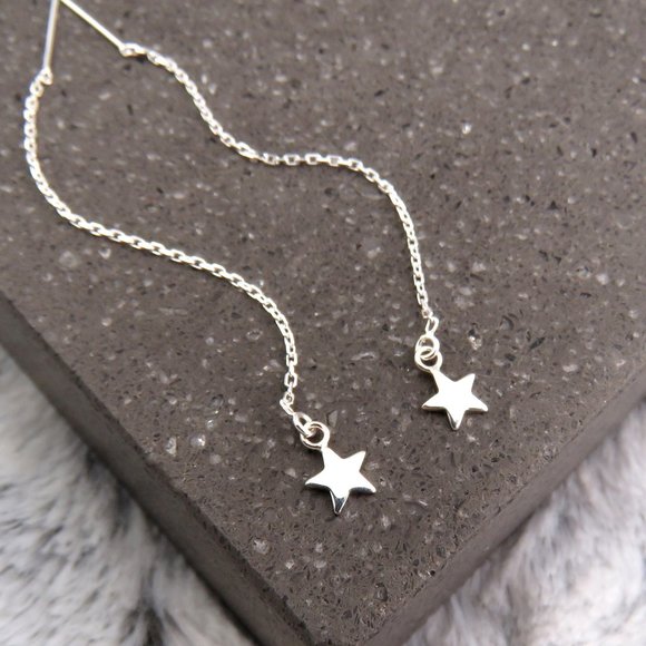 J. C. Jewelry Jewelry - Silver Star Threader Earrings - Sleeper Earrings